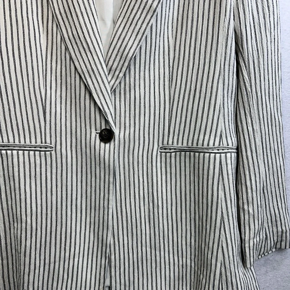 H&M Women's Blazer Preppy Black And White Pin Striped Size 8 NWT